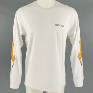 CHRISTIAN DADA Size XS White Gold Embroidery Cotton Long Sleeve T-shirt